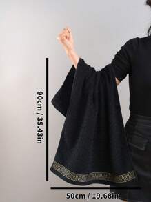 QIBHI 1/3pcs Dobby Jacquard Wash Towels/Bath Towels, Absorbent And Soft - Black - View 6