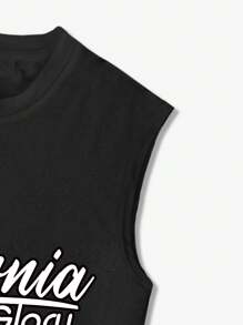 Lonblece 男式无袖背心，印有城市名称、口号、篮球、火焰和心形图案，适合春夏季休闲 - 黑色 - 查看 5