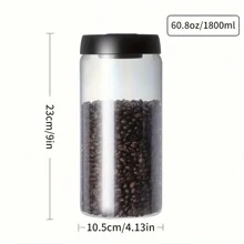 1 pieza Canister de vidrio borosilicato de alta calidad, para granos de café y almacenamiento en la cocina - Capacidad de 480 ml / 860 ml / 1150 ml / 1720 ml - Transparente - Excelente para mantener la frescura y el aroma