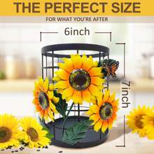 Sunflower Utensil Holder, Sunflower Kitchen Decor Utensil Organizer For Countertop, Sunflower Metal Cooking Tools Farmhouse Kitchen Counter Decor, Kitchen Gifts Utensil Caddy - màu đen - Xem 2