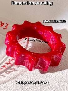 1pc Oversized Red Fashionable Bracelet, Suitable For Women's Daily Wear And Gift (Size Deviation 3mm/0.11 Is Normal)