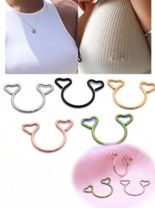 AVYRING 1-2pcs Fake Pierced Stainless Steel Nipple Rings Jewelry Clip On Body Piercings Fake Nipple Ring For Women Body Jewelry