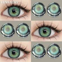 FUNSACHY 1 对 SERENA 天然彩色隐形眼镜蓝色眼部隐形眼镜时尚化妆品眼部彩妆女士隐形眼镜