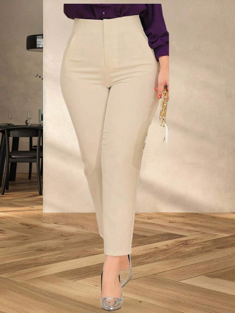 Pantalón con pinzas de cintura alta para dama
