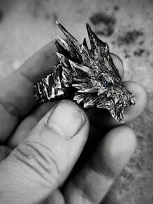 Vintage Dragon Year Gold Dragon Opening Ring, Fierce Dragon Claw Gothic Style Index Finger Ring, Hiphop Fashionable Fashion Jewelry, Party Accessories, Holiday Gift - Gold - View 10