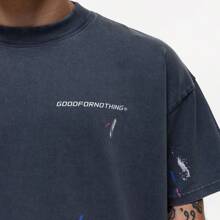 Good for Nothing Abstract Paint Grey T-Shirt - Grey - View 2