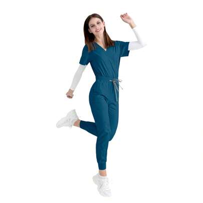 DEESTE Pijama Quirurgica Antifluidos para Mujer, Uniformes de Enfermeras de Mujer con Cuello en V y Múltiples Bolsillos, Conjunto de Scrubs Médicos con Múltiples bolsillos Varios colores, Conjuntos de Ropa de Trabajo, Yoga, Correr, Medicos