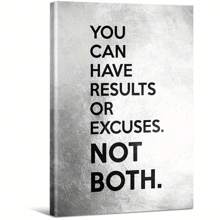 Results Or Excuses Simple Design Large Wooden Framed Wall Art Home Decor Canvas Painting- For Bedroom, Bathroom, Living Room, Office, Kitchen, Holiday Gift- 1pc - 彩色 - 查看 1