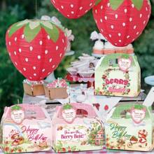 12PCS/SET,Sweet Strawberry Theme Goodie Candy Boxes With Thank You Tag Cards, Berry Fruit Theme Treat Boxes For Birthday, Par Tea Time, Party Favor Gift Boxes