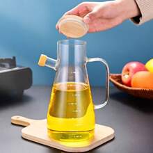 1 件 900ml 高硼硅玻璃油瓶带刻度防漏酱油/醋/调味容器耐热易清洗厨房配件