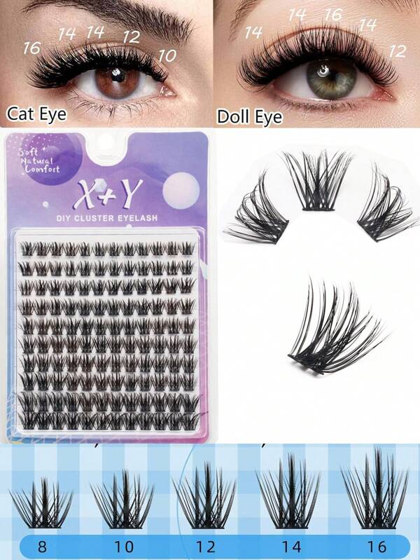 120pcs Curl D Eyelash Extensions With Thick Cluster Lashes, Individual Lashes For Beginners Wispy Volume Individual Lashes DIY Eyelash Extensions Individual Cluster Lashes Faux False Lashes DIY Lashes At Home