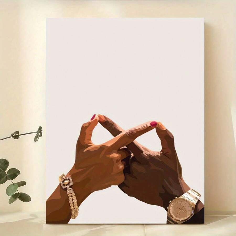 Black Love Decorative Art Poster, Couple Gestures Wall Art - Wooden Frame Canvas Painting 1 Piece (3) Thickness 2.25cm / 0.9inch , Home Gift Decoration, Room Decoration Aesthetics, Wall Decoration Art, Perfect Gift, Autumn Winter Wall Decoration, Living Room Decoration, Bedroom Decoration, Kitchen Decoration, Entrance Decoration, Bathroom Decoration, Direct Wall Painting, High-Quality Wall Painting Poster - Multicolor - View 1