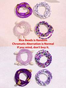 4pcs/Set Bohemian Style Rice Beaded Waist Chains, Sexy Belly Chains For Women, Summer Beach Party Jewelry, Random Bead Color