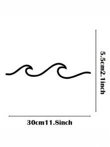 HELLOYOUNG 1 件铁艺艺术品海浪线条艺术金属壁挂，简约黑色海洋爱好者装饰艺术墙贴，客厅卧室家居墙壁装饰，礼物 - 黑色 - 查看 4