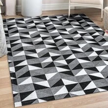 Jacquard Rug 2.00 M X 1.40 M Non-Slip Geometric Living Room Office Bedroom - Dalla Black - View 2
