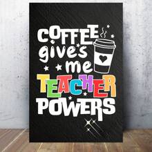 1 Pc Coffee Teacher  Wooden Framed Canvas Painting -  Thickness 2.25cm/0.9inch,Home Gift Decoration, Room Decoration Aesthetic, Wall Decoration Art, Perfect Gift, Autumn And Winter Wall Decoration, Living Room Decoration, Bedroom Decoration, Kitchen Decoration, Entry Decoration, Bathroom Decoration, Direct Wall Painting, High Quality Wall Painting Poster