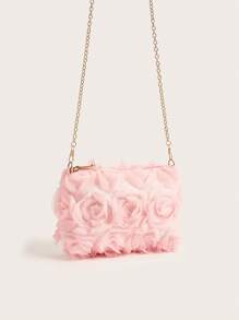 New Pearl Flower Decor Evening Clutch Handbag, Shoulder/Cross-Body Bag For Formal Dresses