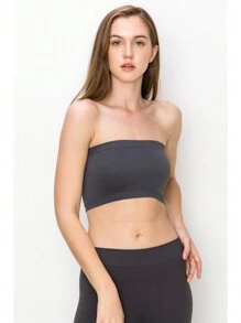KURVE SEAMLESS MINI BANDEAU TUBE TOP - Charcoal - View 3