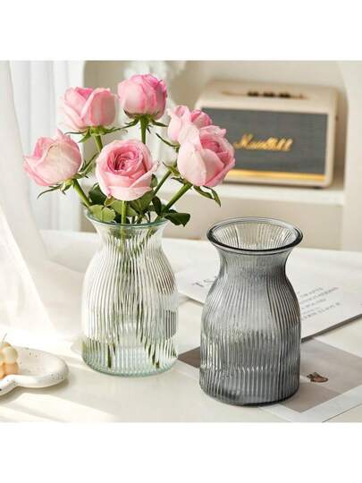 Piece Glass Vase, 7.48 Inches Tall, Moderne Minimalist Home Centerpiece Wedding Tables, Wedding, Halloween, Birthday Graduation Room Flower Vase