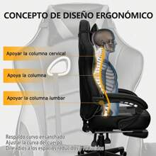 VSHINY Silla ergonómica para Juegos,Silla Gamer,Silla de computadora, Silla de Oficina, Cómoda Silla Gamer giratoria reclinable con reposapiés. (Negro y Gris) - Negro y Azul - Ver 5