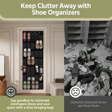 35 Pocket Over The Door Shoe Organizer,Reusable Breathable Large Mesh Bag Men's & Women's Sneaker Organizer,Shoe Organizer For Kids,Hanging Shoe Storage Hanging Bag (Black)