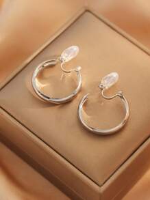 1 Pair Fashion Teardrop Smooth Surface Clip-On Earrings Without Piercing, High-Quality Elegant Design Suitable For Women's Daily Wear, Gift For Festival - Water Drop Ear Clip - View 5