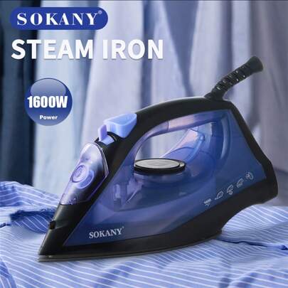  SOKANY 1600W High Power Steam Iron, Electric Iron, Clothing Wrinkle Remover, Fast Heating, 5 Temperature Settings, Free Switching. 190ml Large Water Tank, No Need For Frequent Refilling, One-Time Fill. Suitable For Home Use And A Helpful Companion For Business Professionals.