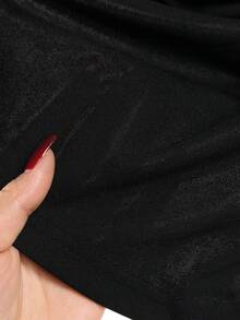 EARO 女士 OL 风时尚休闲日常百搭单排金属扣半身裙，高腰收腰设计，优雅宽松 OL 专业修身半身裙，春秋季黑色 - 黑色 - 查看 10