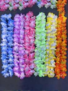1-30pcs Hawaii Garland Necklace Tropical Hawaii Flower Theme Party Favors Headbands Holiday Wedding Beach Birthday Decorations Party Supplies Wreaths Headbands Holiday Wedding Beach Birthday Decorations(Random Color) - Multicolor - View 5