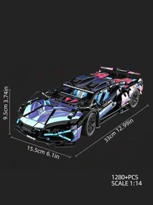 Multiple Super Sports Car Options, High-Tech Supercars, 1:14 Scale RC Racing Cars, 1012+ To 1400+ Pieces, 13-14 Inches Long After Assembly, ABS Material, Adult Gift Racing Car Building Block Model, Adult Collectible Building Block Toy - Multicolor - View 16