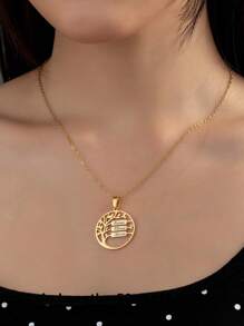 1 pieza Colgante de collar de árbol de la vida personalizado de acero inoxidable, diseño minimalista, adecuado para citas, días festivos y uso diario de niña