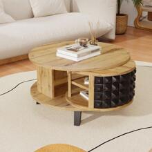 LITZEE Couchtisch, Drehtisch, Beistelltisch mit versteckter interner Ablage