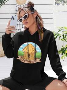 Valheim Happy Bees Honey Viking Women's Sweatwomen Hoodies Big Size Women Hoodie (Bees Honey Valheim Memes) - 黑色 - 查看 1