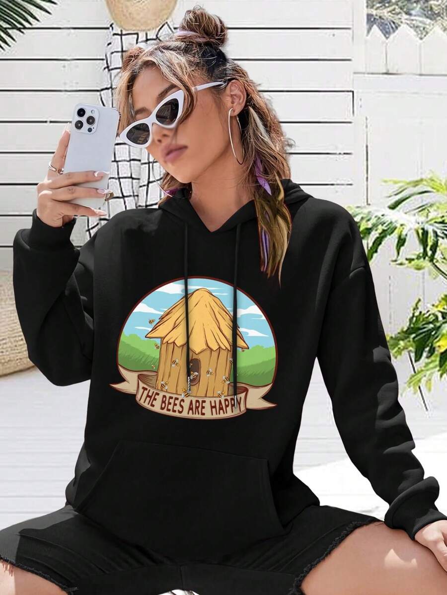 Valheim Happy Bees Honey Viking Women's Sweatwomen Hoodies Big Size Women Hoodie (Bees Honey Valheim Memes) - 黑色 - 查看 1