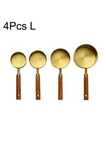 4/8Pcs Stainless Steel Measuring Cups And Spoons Set With Wooden Handle, Multiple Colors - Versatile Cooking And Baking Tools - Measuring Cups Set With Graduations - Kitchen Essentials, Food, Cooking, Travel, Kitchen Supplies, Kitchen Utensils. Multiple Colors, Multiple Sizes, Stackable Storage To Meet Your Different Needs
