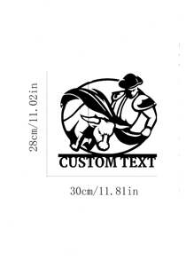 An Iron Custom Customizable Metal Bull Rider Wall Art Personalized Cowboy Bull Ride Decoration Home Ideal Birthday Housewarmings Valentine's Day Bull Decor The Perfect Gift Gifts Graduation - Black - View 12