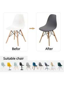 1pc Solid Color Stretchy Dining Chair Slipcover, Daily Polyester Dustproof Dining Chair Cover For Living Room, Bedroom, Dining Room, Home Office - Dark Grey - View 6