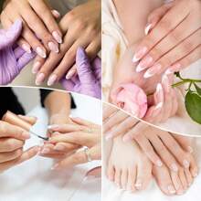 12 Sheets 456 French Manicure Art Stickers, 3 Designs Self-Adhesive Nail Tips DIY Decoration Templates Tool Guide (3 Moon Shape Designs, 12 Sheets)