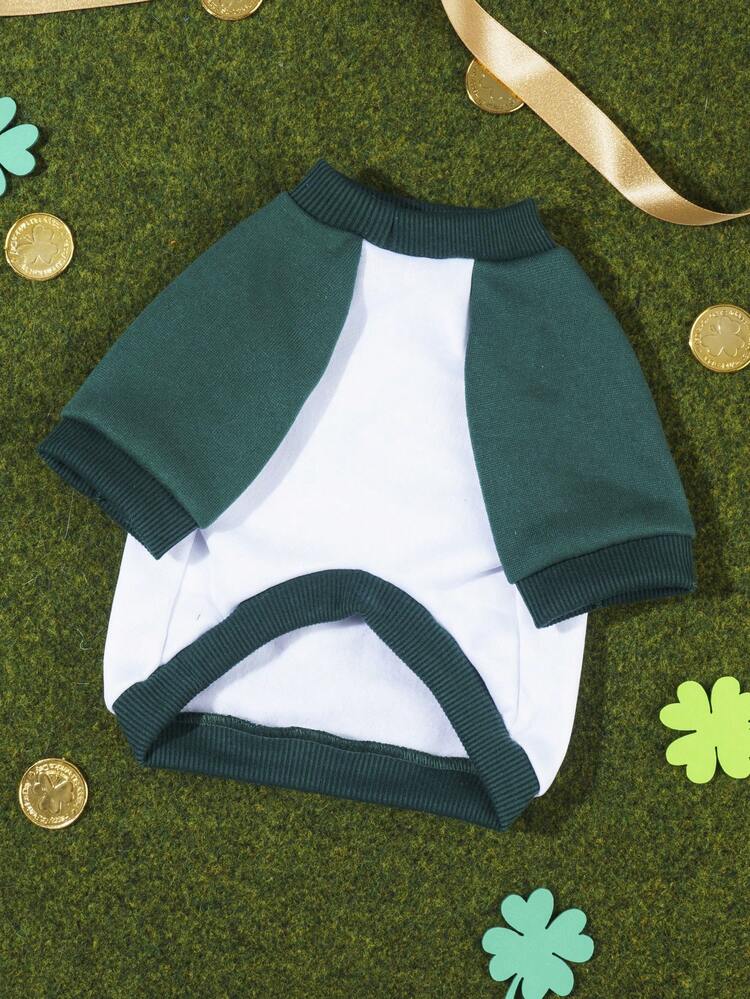 LUCKIE LABO 1 pieza Sudadera cálida con estampado de elementos del Día de San Patricio, adecuada para gatos y perros en interiores y exteriores en otoño/invierno - Verde - Añade 5