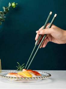 5双可重复使用筷子，抗菌合金筷子，学校用品，厨房筷子，中式，日式，韩式，玻璃纤维筷子，多种款式，黑色和金色，回到学校 - 彩色 - 查看 2