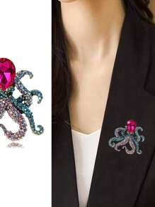 Moda Delicado Luxo Polvo Colorido Strass Pins Broches Para Mulheres Senhora Requintado Cristal Mar Aniaml Emblemas Pin