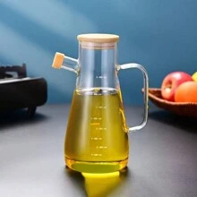 1 件 900ml 高硼硅玻璃油瓶带刻度防漏酱油/醋/调味容器耐热易清洗厨房配件