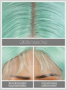 NOBLE Rainbow Color Straight Lace Front Wigs Mint Pink Synthetic Lace Front Wigs Glueless Extra Long Silky Straight Hair 13x4x1 Lace Wigs For Women Sky Blue Green Color Heat Resistant Fiber Synthetic Hair Pre Plucked With Baby Hair Hairline Daily Party Cosplay Halloween Use