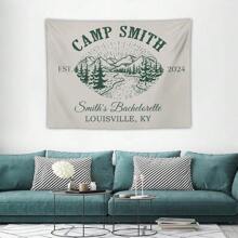 Camp Bachelorette Banner Backdrop 40*30inch(102x 76cm), Camping Wall Tapestry, Retro Camping Bachelorette Party Flag Sign, Mountain Bridal Shower Banner Decoration - Màu be - Xem 2