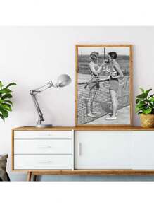 1 件网球海报帆布艺术印刷女性复古摄影画黑白图片家居女孩房间墙壁艺术装饰无框架 - 彩色 - 查看 7