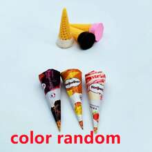 Set de 3 piezas de simulación de congelador de supermercado en miniatura de colores aleatorios para casa de muñecas con conos de helado y paletas de hielo