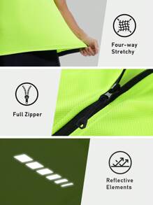 Qualicos Men's Reflective Running Cycling Vest, Sleeveless Bicycle Jersey - Yellow - View 9