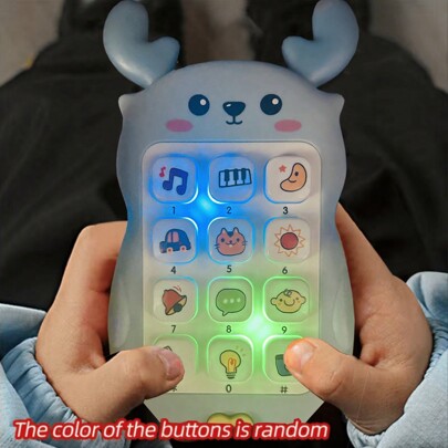 قطعة واحدة لعبة هاتف محمول محاكي لشكل الظبي الكرتوني للأطفال، لعبة تابلت صغير بضوء وموسيقى للأطفال، هدايا عيد ميلاد للأولاد والبنات، ألعاب للبنات، لعبة هاتف، هواتف للأطفال