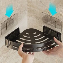 1/2/3pcs No-Drill Kitchen Corner Rack Organizer, Plastic Multi-Function Spice Shelf Wall Mount Bathroom Storage Rack Home Bathroom Decor Bathroom Organizer Summer Back To School - Multicolor - View 8