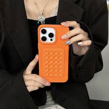 Husă de protecție pentru telefon mobil, din silicon moale, portocaliu, cu model din piele și ventuză, compatibilă cu 17/17Air/17PRO/17PROMAX/16/7/8/11/12/13/14/15/X/XR/Xs/Plus/Pro/Pro Max/SE2